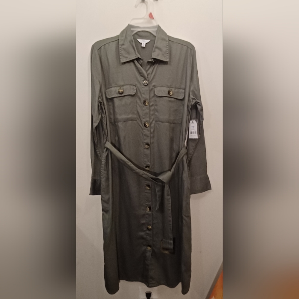 Shirt Dress With Removable Belt Button Up Front Utility DressX-Large